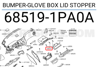 Nissan 685191PA0A BUMPER-GLOVE BOX LID STOPPER