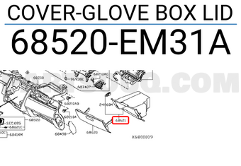 Nissan 68520EM31A COVER-GLOVE BOX LID