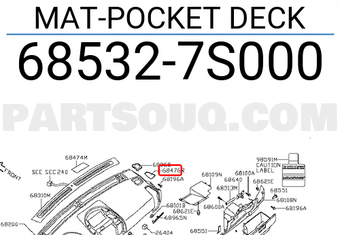 Nissan 685327S000 MAT-POCKET DECK