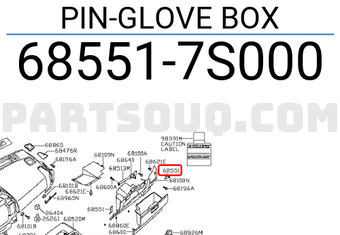 Nissan 685517S000 PIN-GLOVE BOX