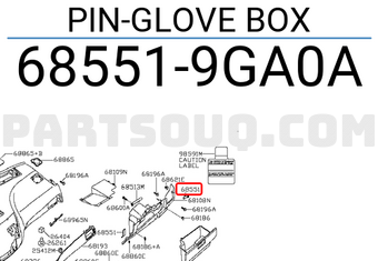 Nissan 685519GA0A PIN-GLOVE BOX