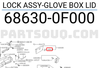 Nissan 686300F000 LOCK ASSY-GLOVE BOX LID