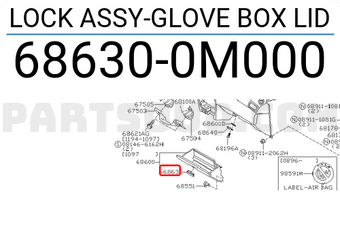 Nissan 686300M000 LOCK ASSY-GLOVE BOX LID