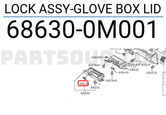 Nissan 686300M001 LOCK ASSY-GLOVE BOX LID