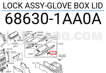 Nissan 686301AA0A LOCK ASSY-GLOVE BOX LID