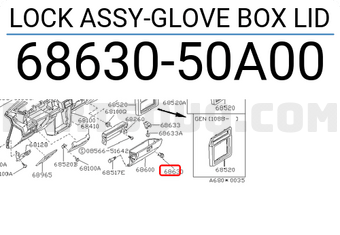 Nissan 6863050A00 LOCK ASSY-GLOVE BOX LID
