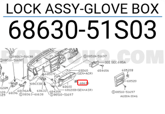Nissan 6863051S03 LOCK ASSY-GLOVE BOX