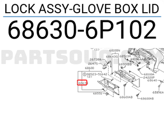 Nissan 686306P102 LOCK ASSY-GLOVE BOX LID
