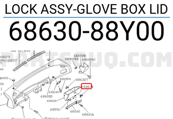 Nissan 6863088Y00 LOCK ASSY-GLOVE BOX LID
