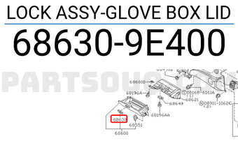Nissan 686309E400 LOCK ASSY-GLOVE BOX LID