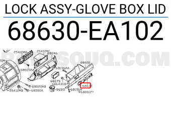 Nissan 68630EA102 LOCK ASSY-GLOVE BOX LID