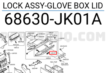 Nissan 68630JK01A LOCK ASSY-GLOVE BOX LID