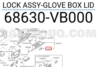 Nissan 68630VB000 LOCK ASSY-GLOVE BOX LID