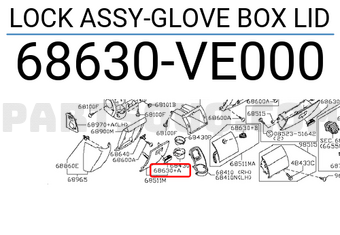 Nissan 68630VE000 LOCK ASSY-GLOVE BOX LID