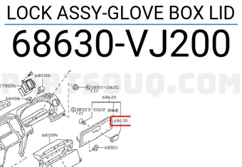 Nissan 68630VJ200 LOCK ASSY-GLOVE BOX LID