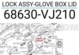Nissan 68630VJ210 LOCK ASSY-GLOVE BOX LID