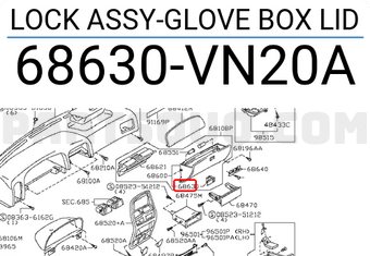 Nissan 68630VN20A LOCK ASSY-GLOVE BOX LID