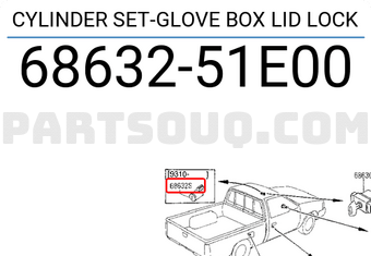 Nissan 6863251E00 CYLINDER SET-GLOVE BOX LID LOCK