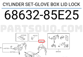 Nissan 6863285E25 CYLINDER SET-GLOVE BOX LID LOCK