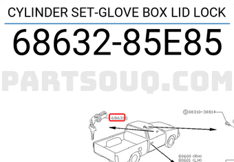 Nissan 6863285E85 CYLINDER SET-GLOVE BOX LID LOCK