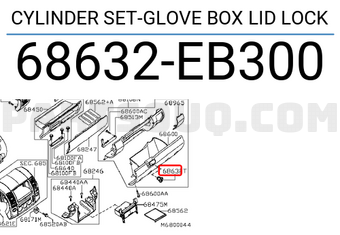 Nissan 68632EB300 CYLINDER SET-GLOVE BOX LID LOCK