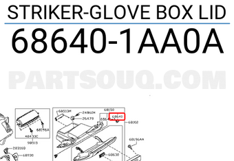 Nissan 686401AA0A STRIKER-GLOVE BOX LID