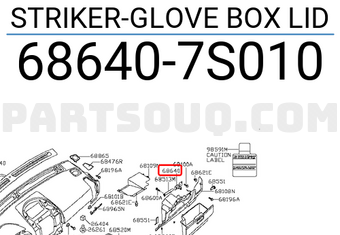 Nissan 686407S010 STRIKER-GLOVE BOX LID