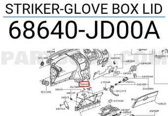 Nissan 68640JD00A STRIKER-GLOVE BOX LID