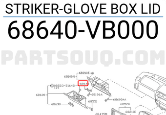 Nissan 68640VB000 STRIKER-GLOVE BOX LID