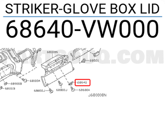 Nissan 68640VW000 STRIKER-GLOVE BOX LID