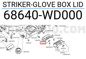 Nissan 68640WD000 STRIKER-GLOVE BOX LID
