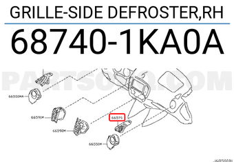 Nissan 687401KA0A GRILLE-SIDE DEFROSTER,RH