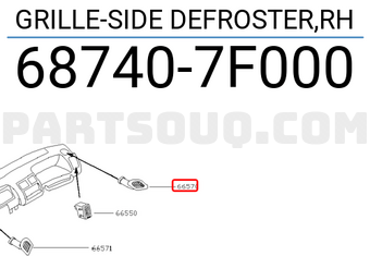 Nissan 687407F000 GRILLE-SIDE DEFROSTER,RH