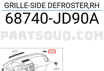 Nissan 68740JD90A GRILLE-SIDE DEFROSTER,RH