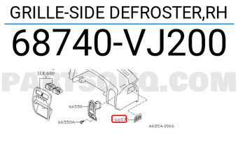 Nissan 68740VJ200 GRILLE-SIDE DEFROSTER,RH