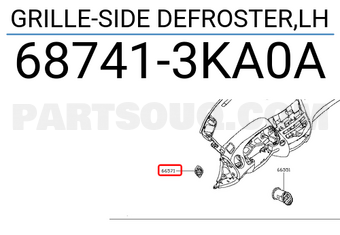 Nissan 687413KA0A GRILLE-SIDE DEFROSTER,LH