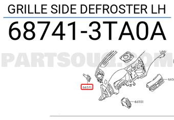 Nissan 687413TA0A GRILLE SIDE DEFROSTER LH