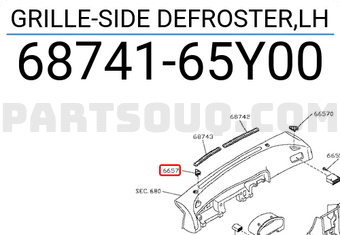 Nissan 6874165Y00 GRILLE-SIDE DEFROSTER,LH