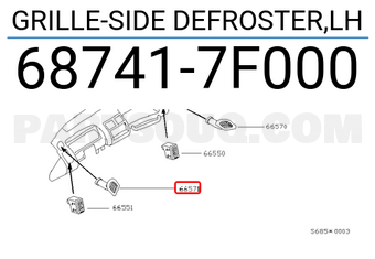 Nissan 687417F000 GRILLE-SIDE DEFROSTER,LH
