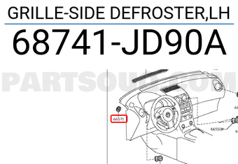 Nissan 68741JD90A GRILLE-SIDE DEFROSTER,LH