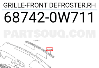 Nissan 687420W711 GRILLE-FRONT DEFROSTER,RH