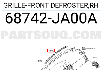 Nissan 68742JA00A GRILLE-FRONT DEFROSTER,RH