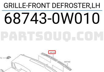 Nissan 687430W010 GRILLE-FRONT DEFROSTER,LH