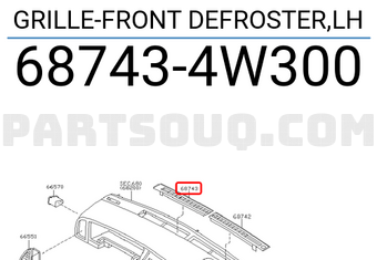 Nissan 687434W300 GRILLE-FRONT DEFROSTER,LH