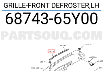 Nissan 6874365Y00 GRILLE-FRONT DEFROSTER,LH