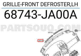 Nissan 68743JA00A GRILLE-FRONT DEFROSTER,LH