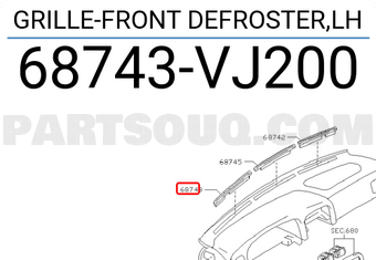 Nissan 68743VJ200 GRILLE-FRONT DEFROSTER,LH