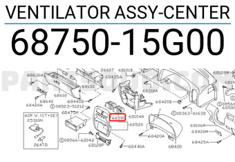 Nissan 6875015G00 VENTILATOR ASSY-CENTER