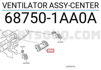 Nissan 687501AA0A VENTILATOR ASSY-CENTER