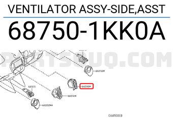 Nissan 687501KK0A VENTILATOR ASSY-SIDE,ASST